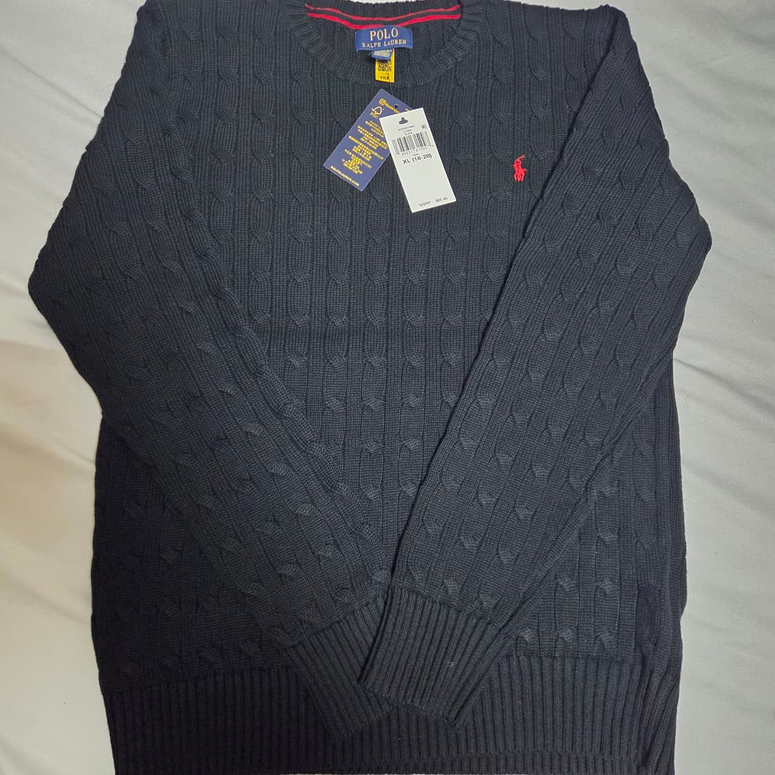 여성 폴로 랄플로렌 케이블 니트 코튼 스웨터 블랙 [보이즈] 55-66 상품이미지3