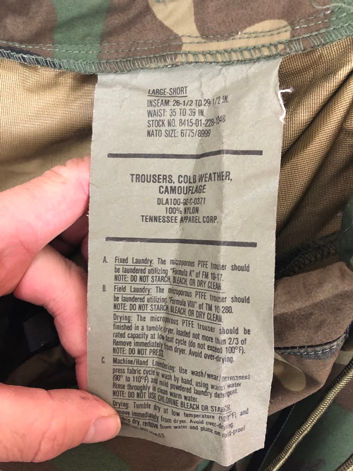 미군1세대 고어텍스 우드랜드카모 팬츠 L-S(라지숏) 상품이미지8