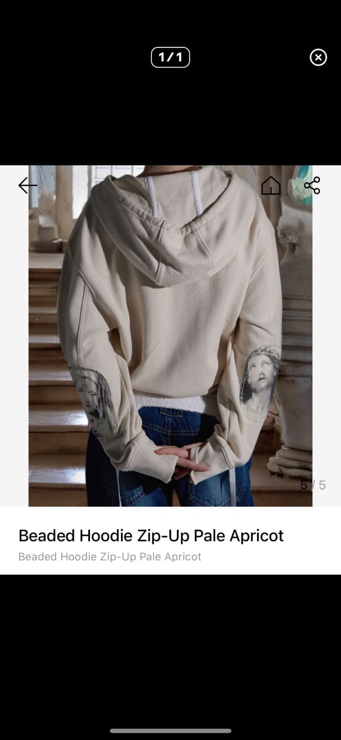 Beaded hoodie zip-up 상품이미지1