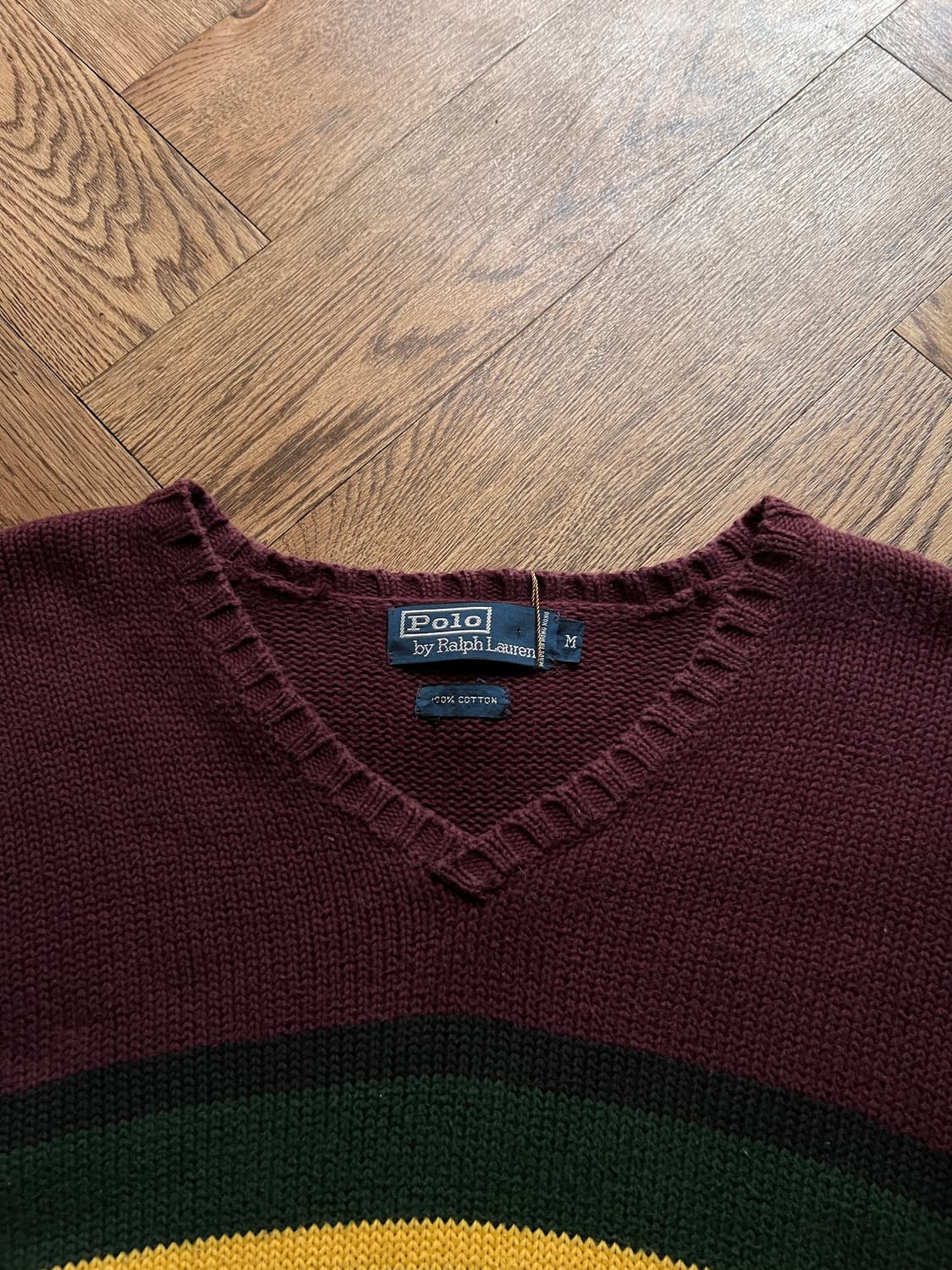 [M]폴로 랄프로렌 컬러 스트라이프 버건디 코튼 니트 상품이미지2