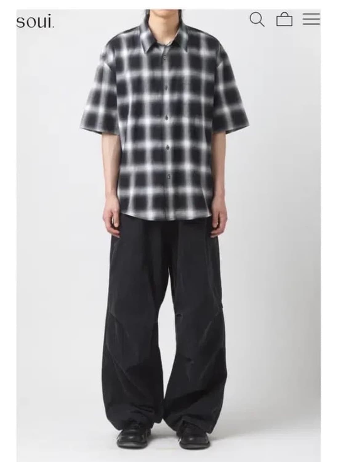 [2] 해칭룸 하프 셔츠 옴브레 차콜 상품이미지1