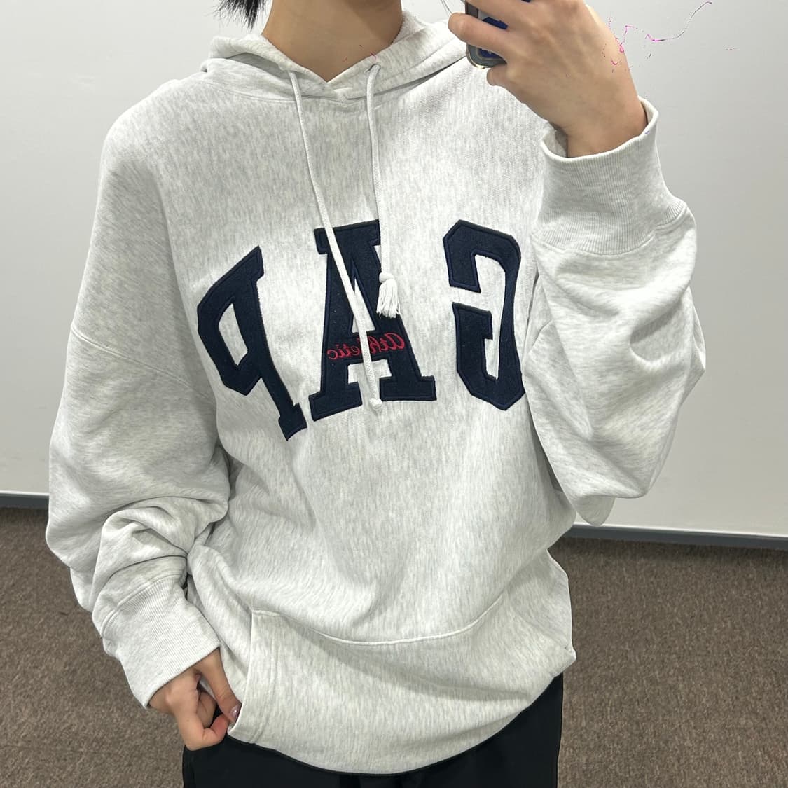 Gap 갭 레드포인트 네이비로고 멜란지 후드티 상품이미지2