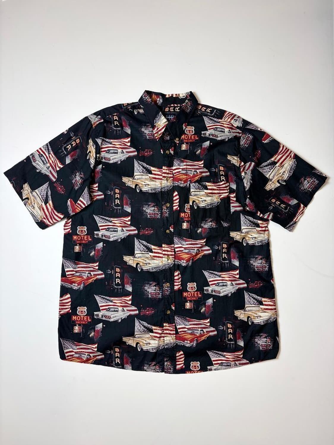 HARBOR BAY 00's 성조기 하와이안 숏 슬리브 셔츠 PN9208 상품이미지1