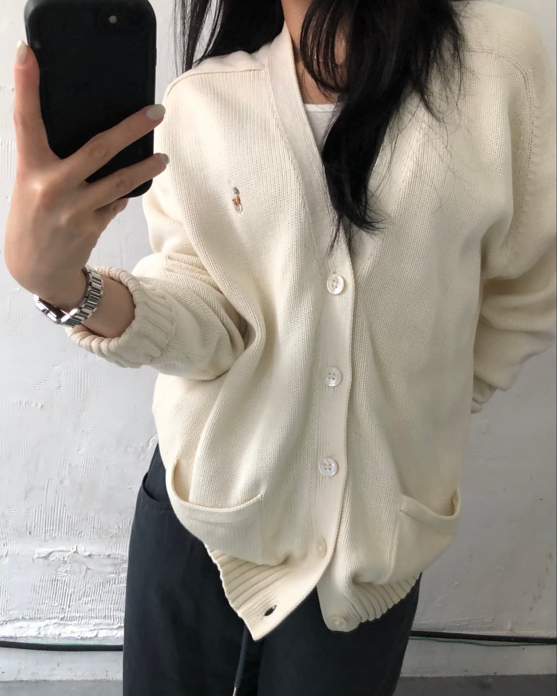 Polo 폴로 랄프로렌 아이보리컬러 브이넥 코튼 가디건 상품이미지2