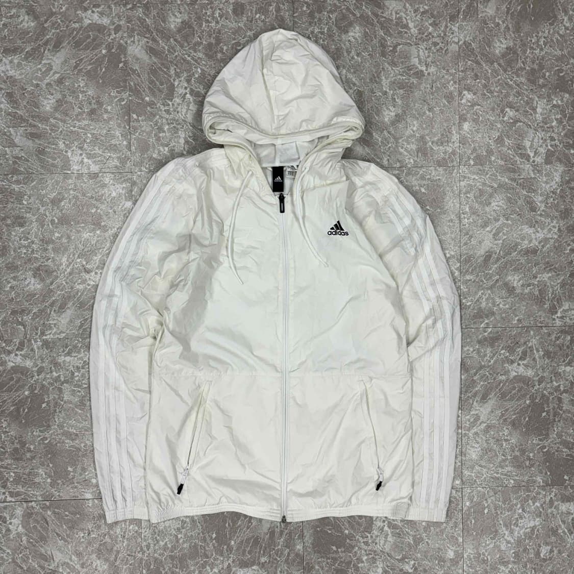 아디다스 화이트 올드스쿨 윈드브레이커 자켓 바람막이 희귀져지(M) 상품이미지2