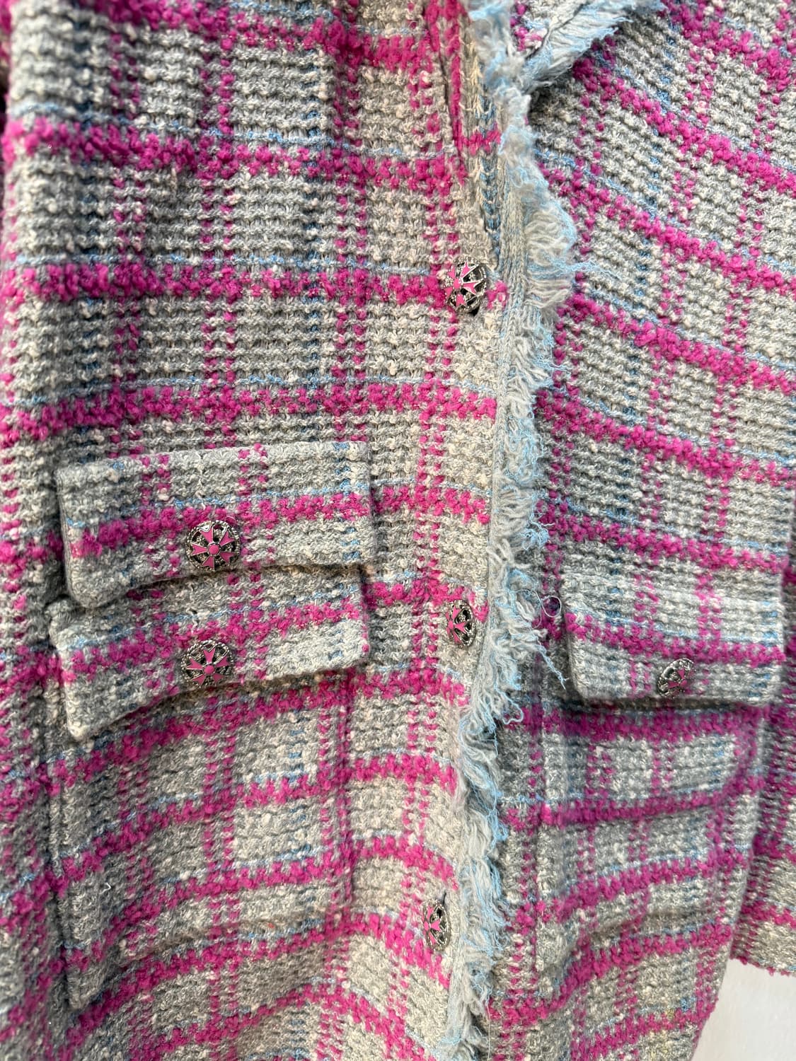 정품) 더스토어 한섬 트위드 체크 자켓 90F 상품이미지4