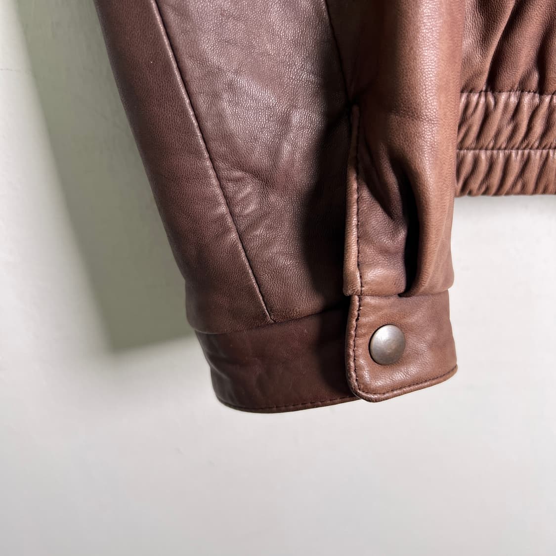 Remy 버건디 래글런 레더 자켓 40 상품이미지7