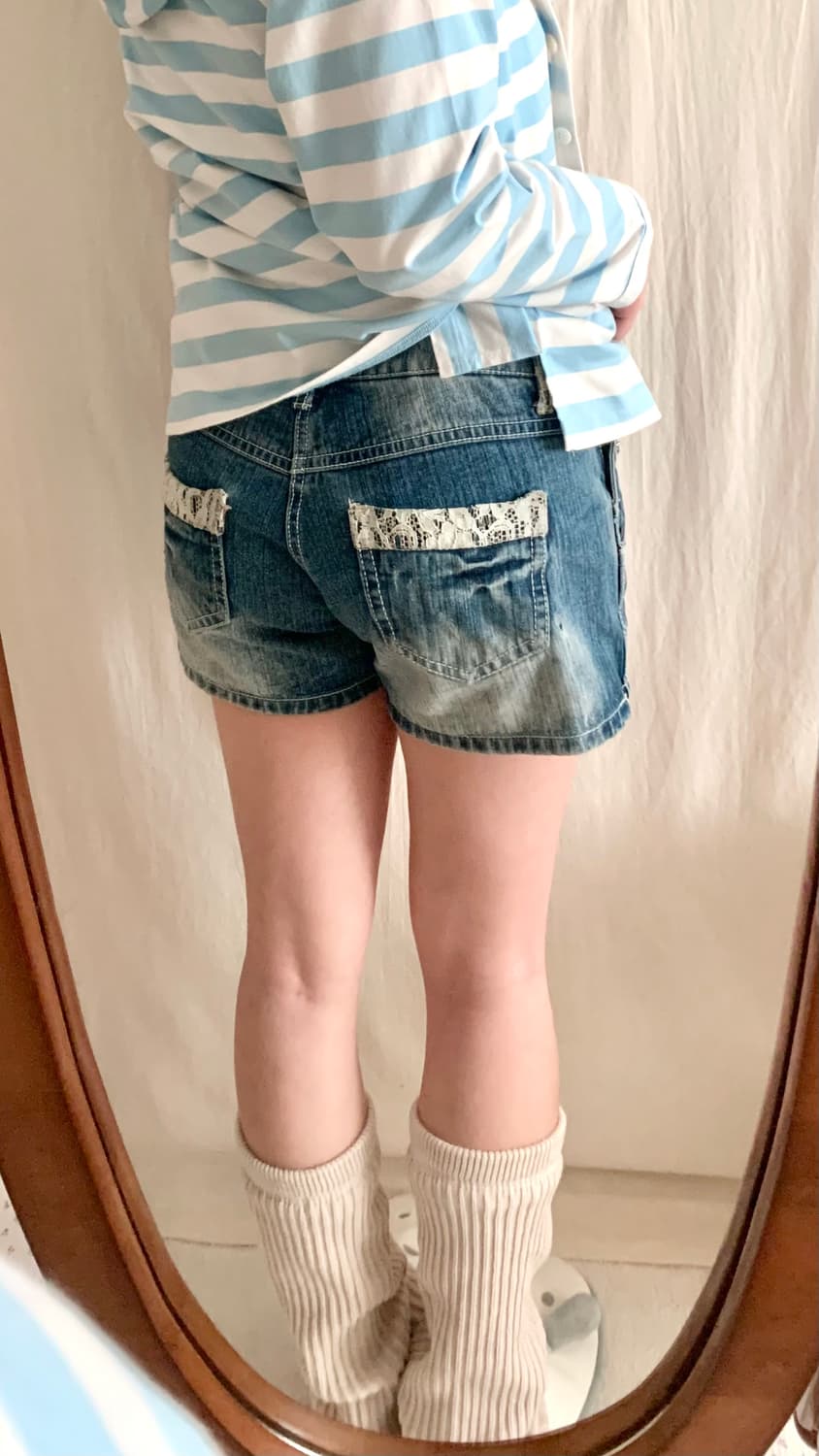 잔꽃 레이스 멜빵 반바지 상품이미지8