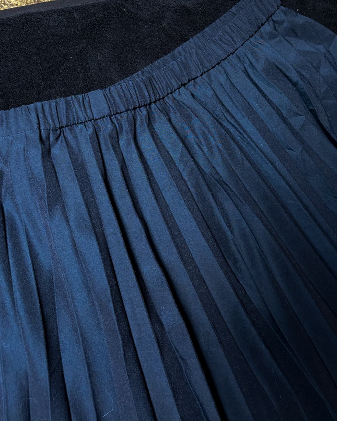 일본빈티지 블랙 주름 롱스커트 상품이미지2