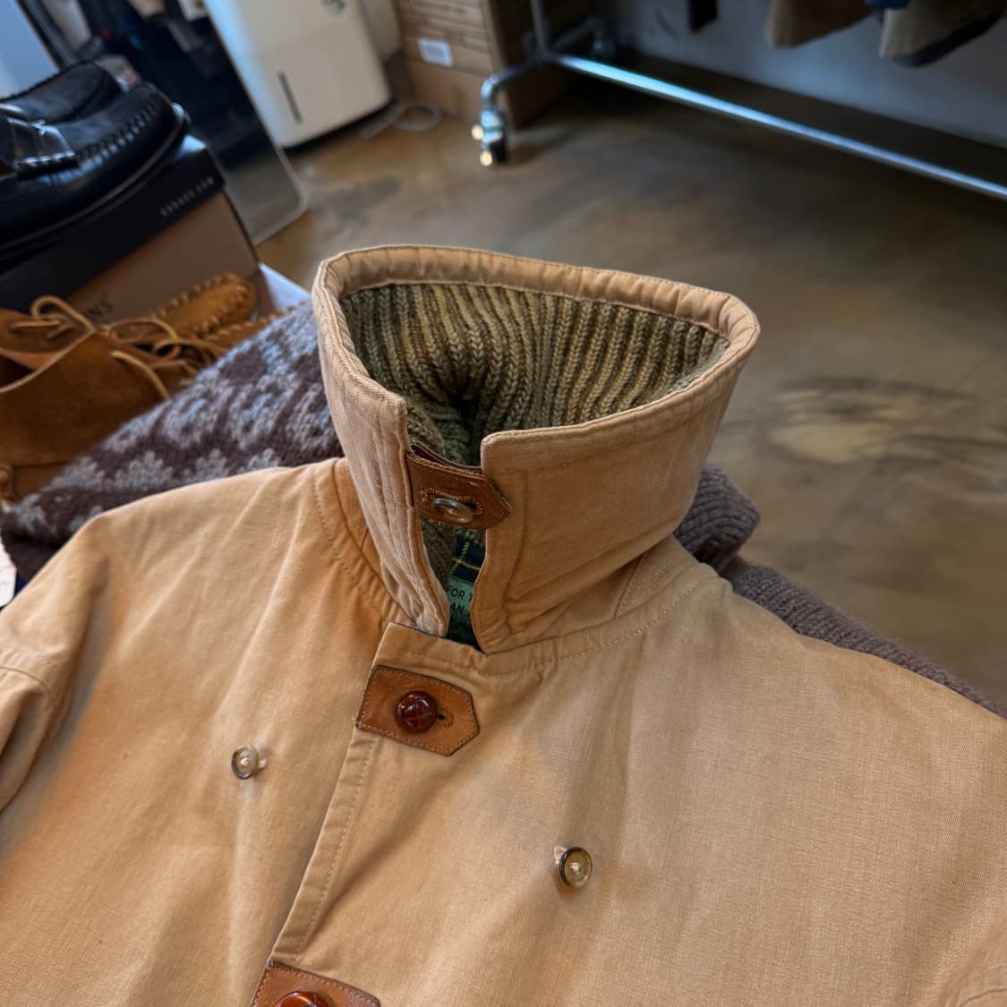 VAN JAC 스웨터 카라 싱글 코트 상품이미지5