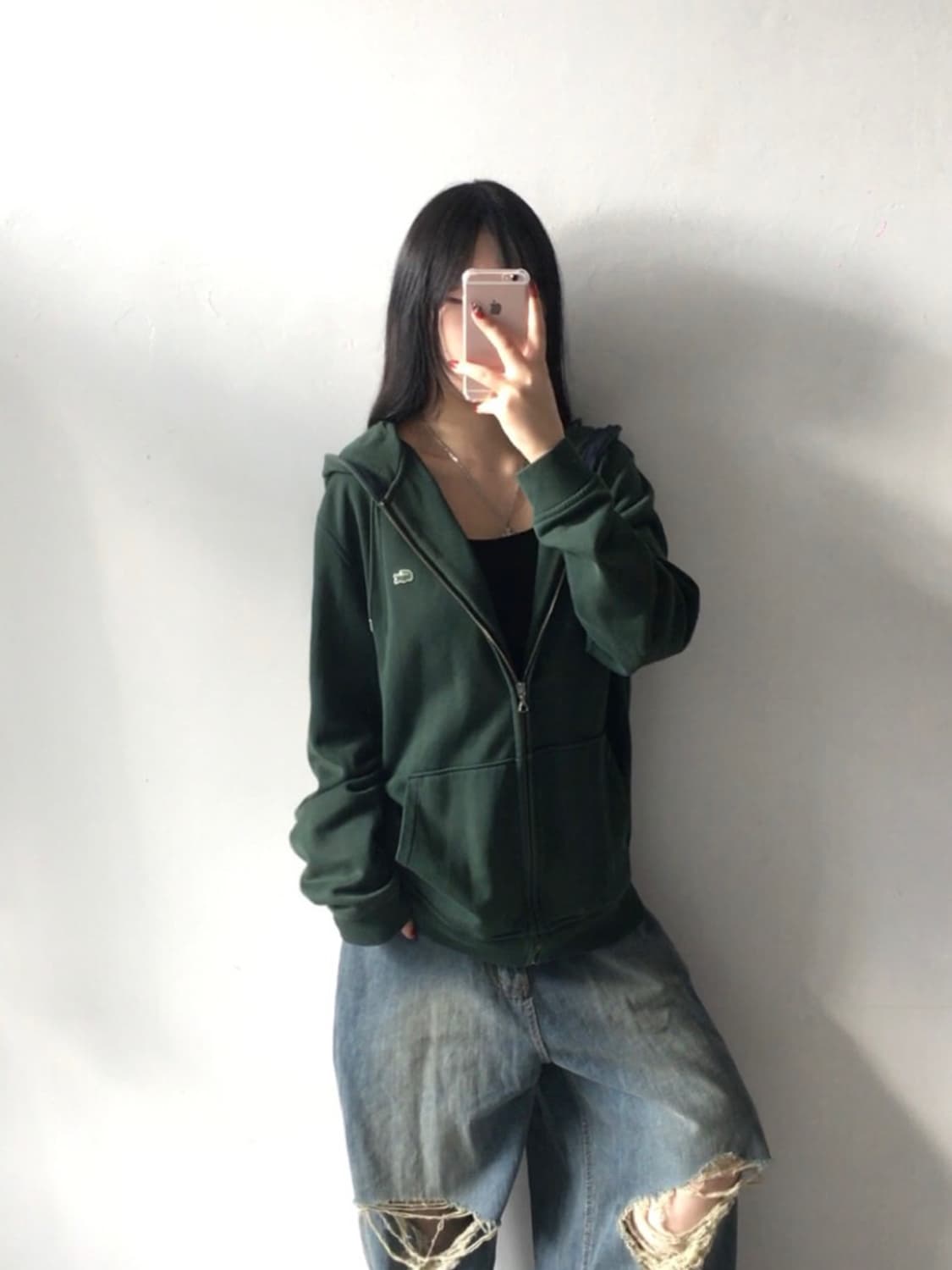 라코스테 자수패치 후드집업 상품이미지2