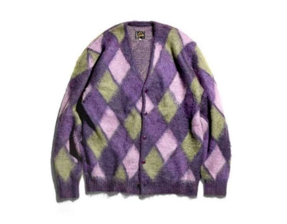 니들스 모헤어 아가일 가디건 퍼플 S 상품이미지1
