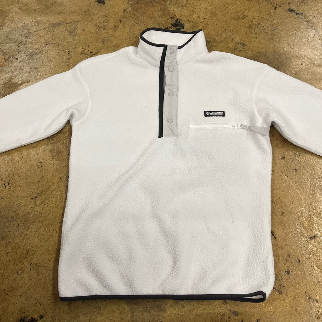 [정품/S] 컬럼비아 흰색 플리스 풀오버 반집업 b18 상품이미지3