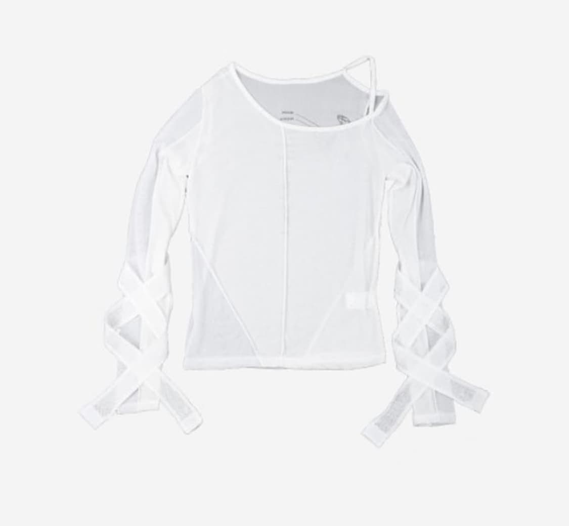 오호스 밴디지 매쉬 티셔츠 white 상품이미지1