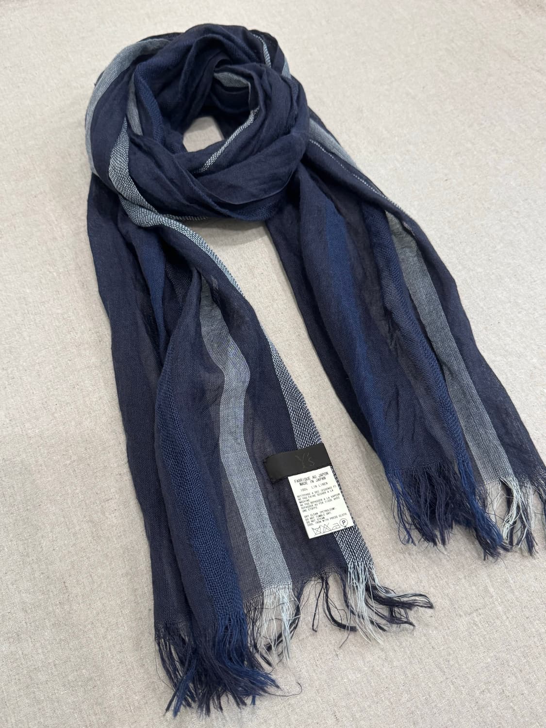 요지야마모토 스트라이프 린넨 머플러 상품이미지2