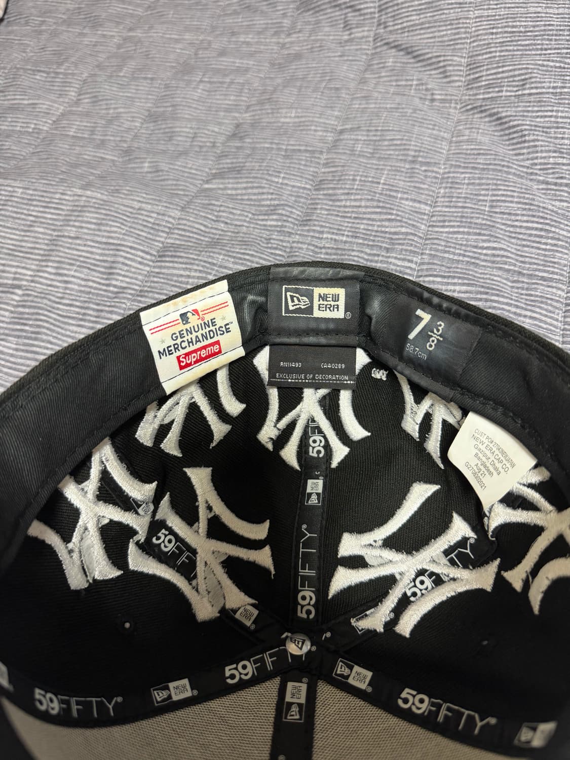 슈프림 뉴에라 뉴욕 양키스 박스로고 블랙 738(58.7) 상품이미지5