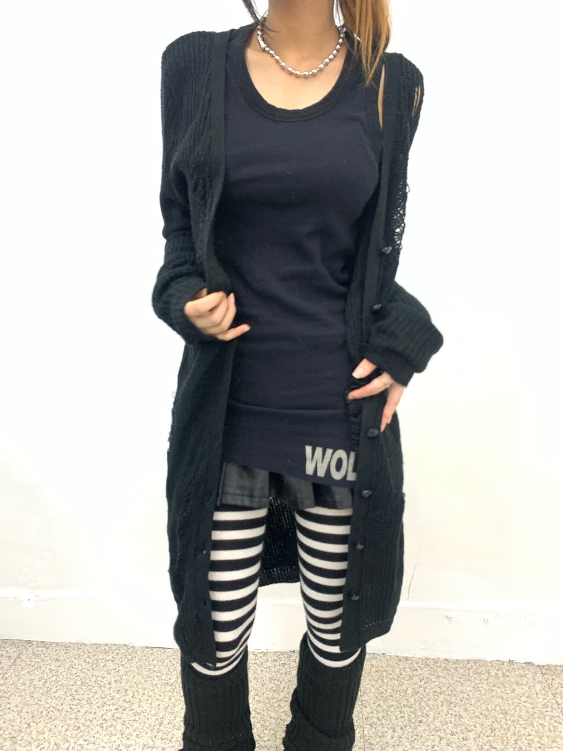 Dig deep distressed grunge long knit car 상품이미지3