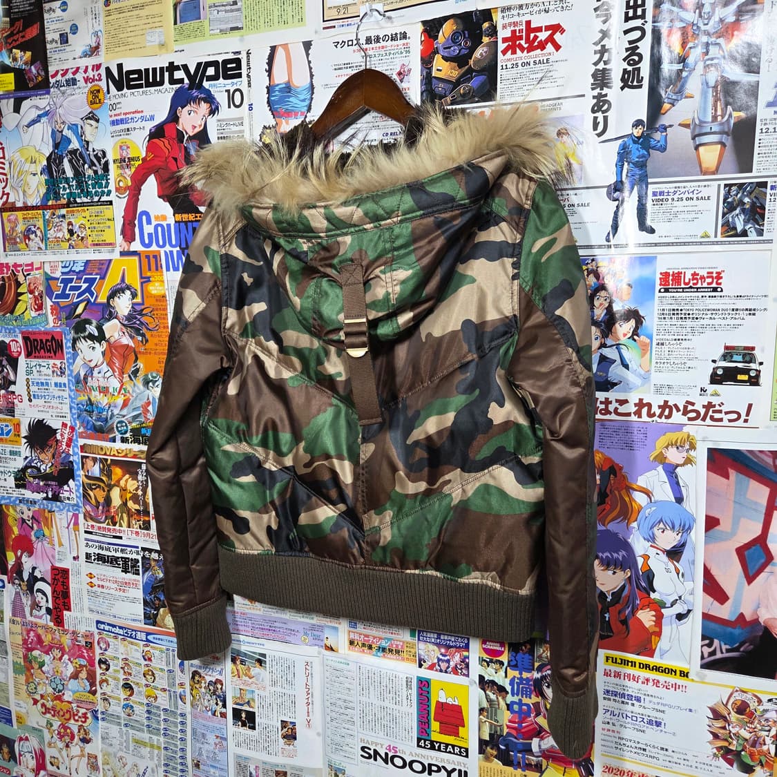 빈티지 카모 밀리터리 퍼 후드 패딩 점퍼 상품이미지6