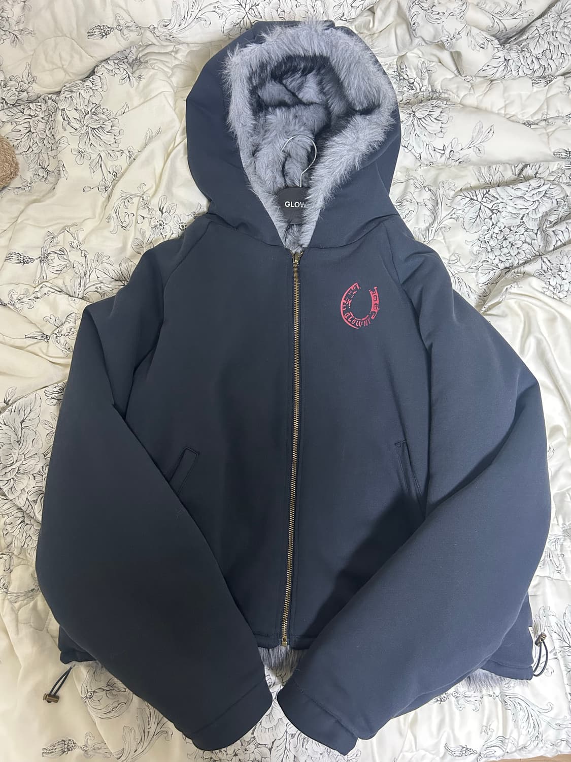 글로니 리버시블 퍼자켓 후드 차콜 L 상품이미지3