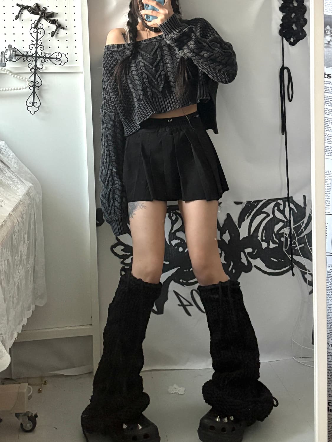 • dark gray washed cropped knitwear 상품이미지2