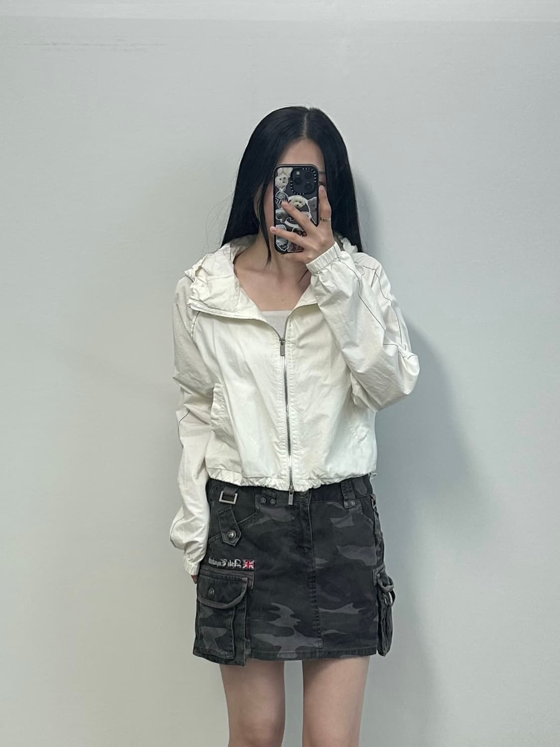 마땡킴 화이트 코팅 크롭 후드 자켓 상품이미지2
