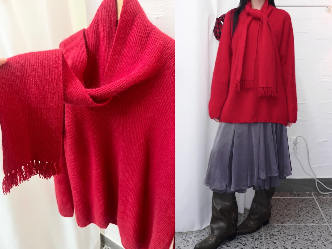muffler red knit 상품이미지1