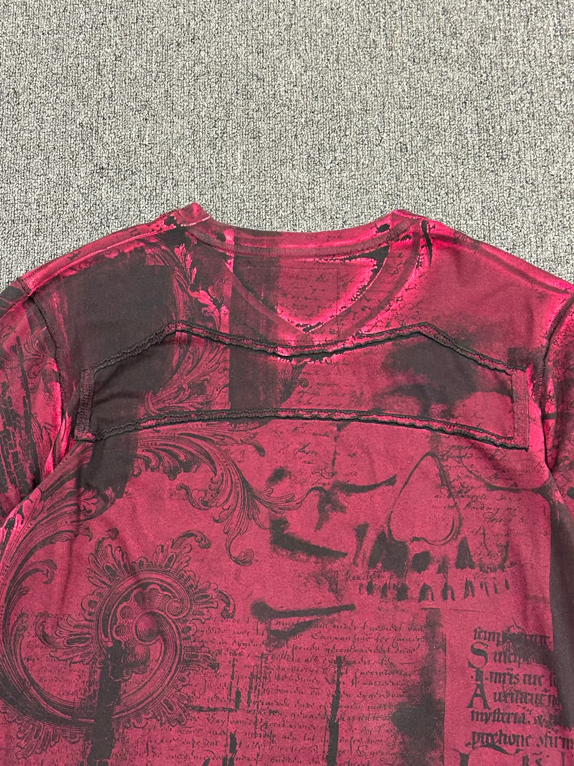 L)American vintage Y2K 스컬프린팅 패턴 브이넥 반팔 상품이미지7