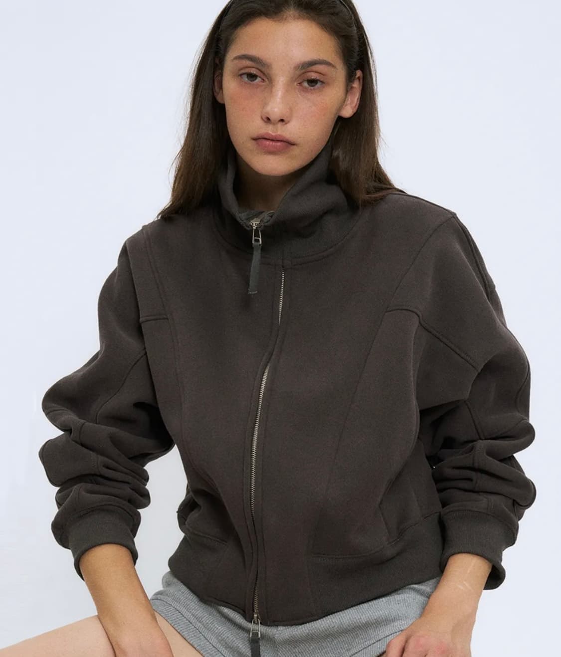 파르티멘토 우먼 라인 저지 트랙 탑 차콜 그레이  상품이미지1