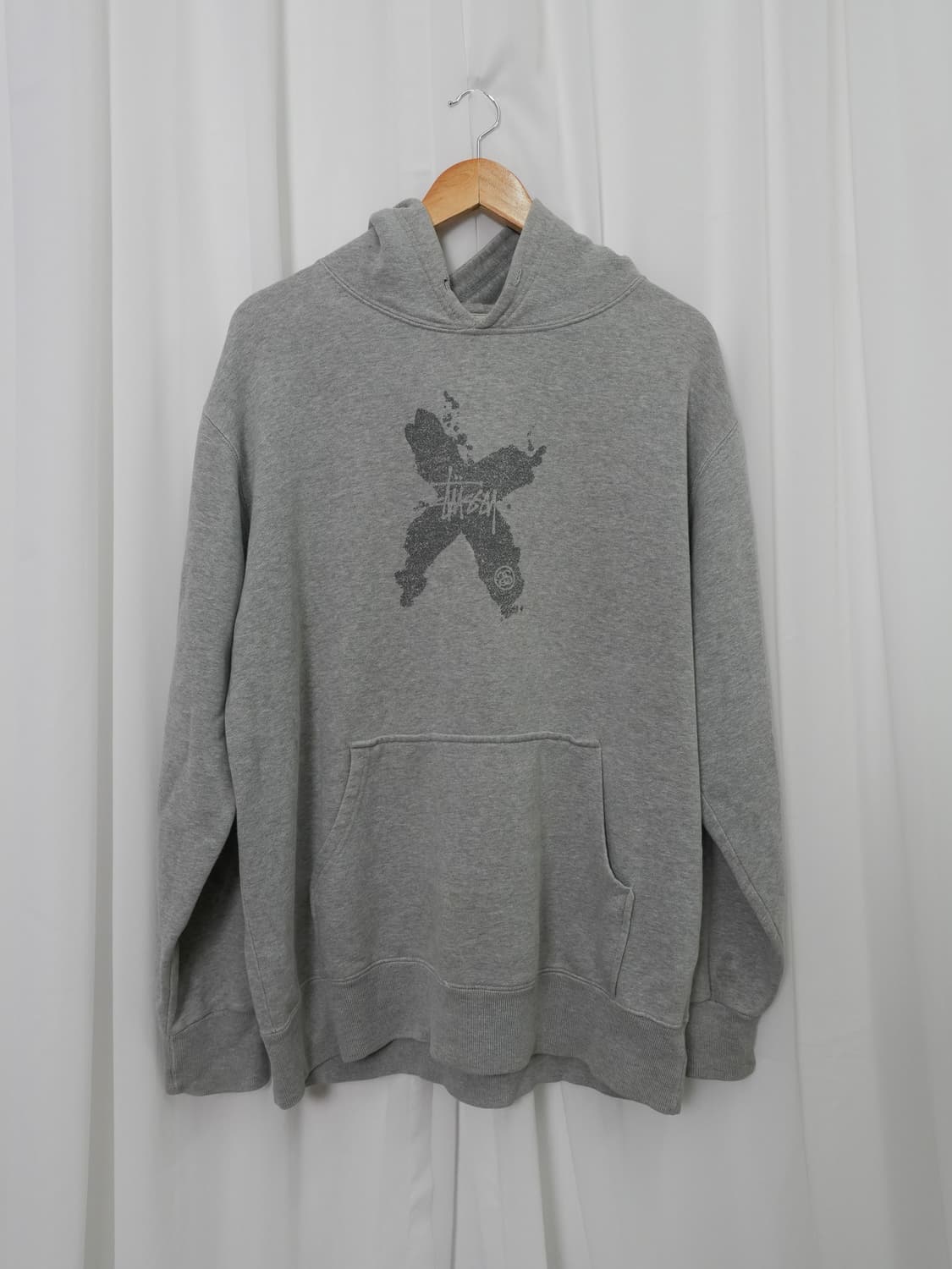 00s STUSSY 크로스 로고 후드 스웻 L 상품이미지1