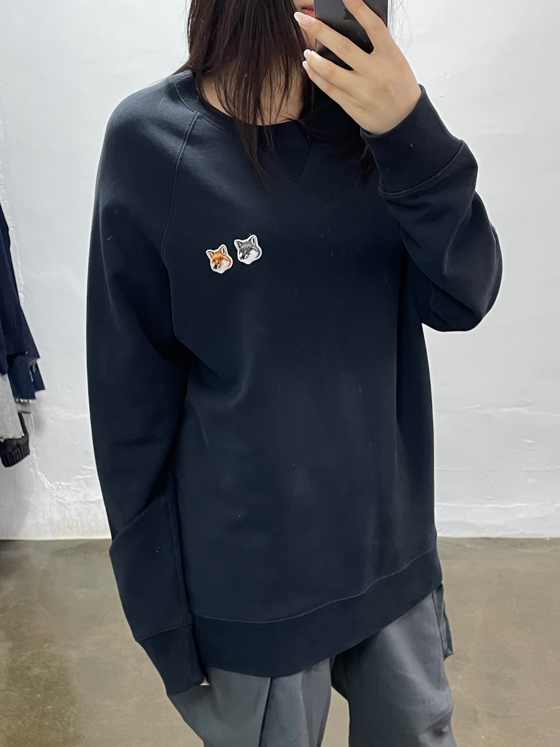메종키츠네 더블 폭스 맨투맨 블랙 1 상품이미지3