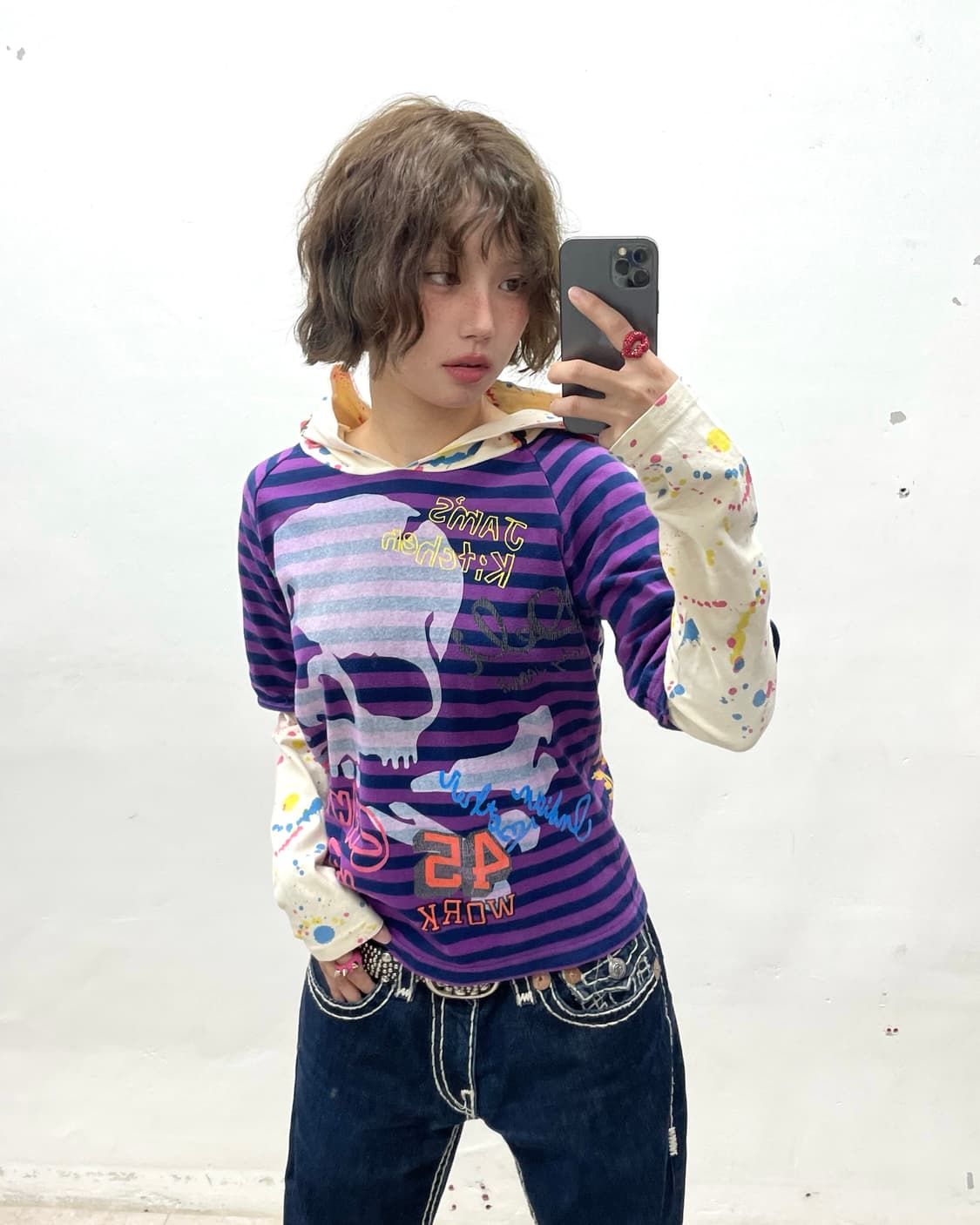 Jam Skull Headset Stripe Hoodie 상품이미지1