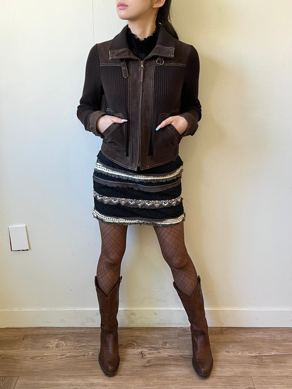 KUMIKYOKU 스웨이드 집업 자켓 상품이미지4