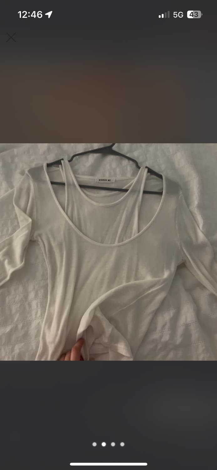 레이어드 화이트 롱 슬리브 탑 상품이미지4