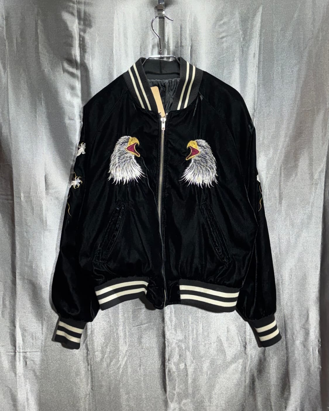 S 제페니즈 이글 드래곤 자수 블랙 벨벳 스카잔  상품이미지3