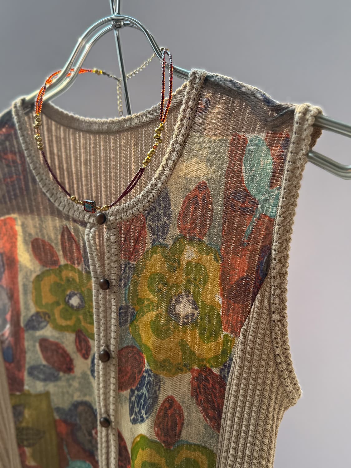 Floral See-through Button Knit Vest 0242 상품이미지2