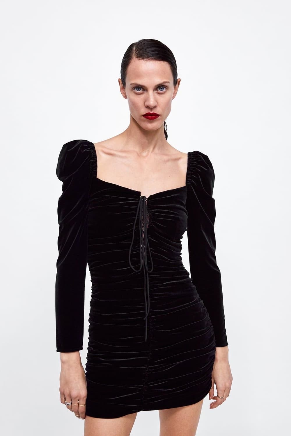 Zara Velvet Dress Lace up 자라 벨벳원피스 상품이미지1