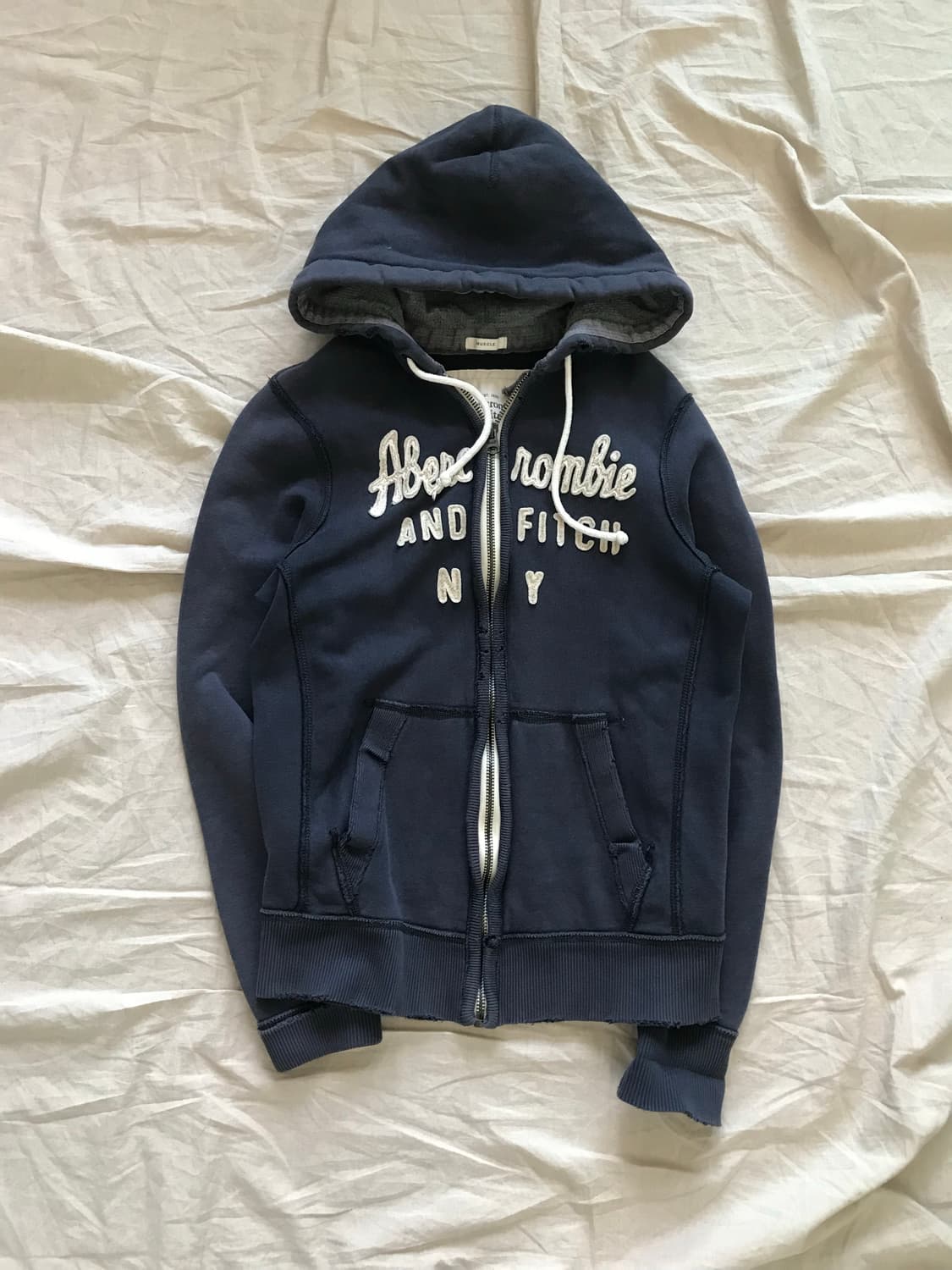 아베크롬비 자수 로고 네이비 헤비 써멀 후드집업 상품이미지5