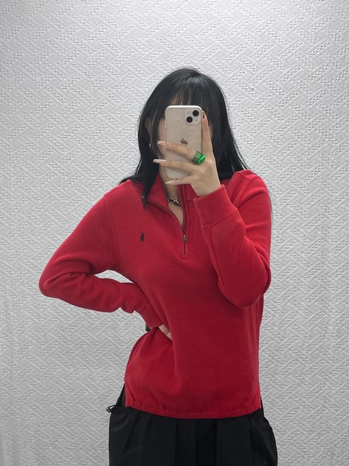 폴로 랄프로렌 빈티지 모던캐주얼 레드 반집업 니트 L C08170 상품이미지2