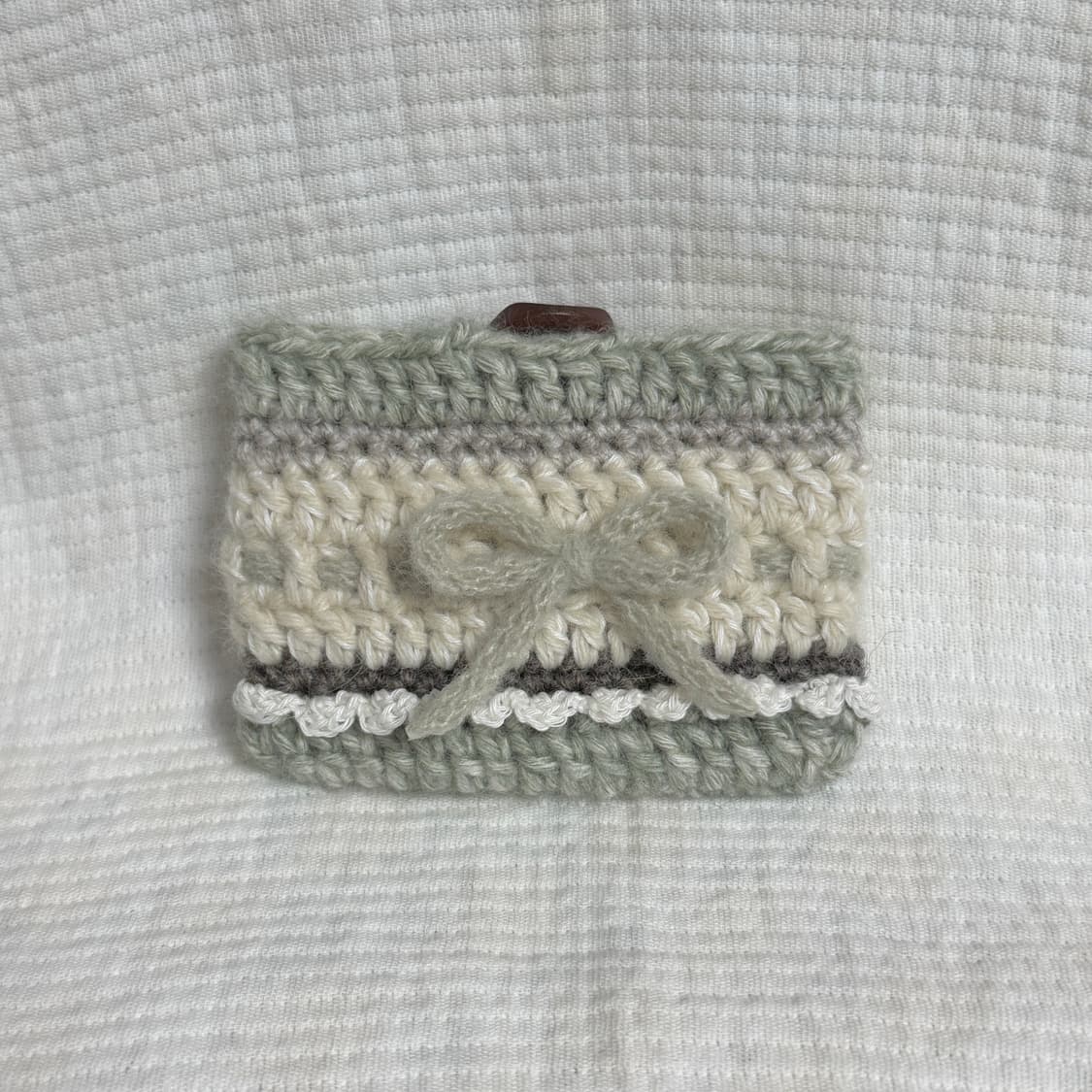 [핸드메이드] 녹차 뜨개 카드지갑 상품이미지1