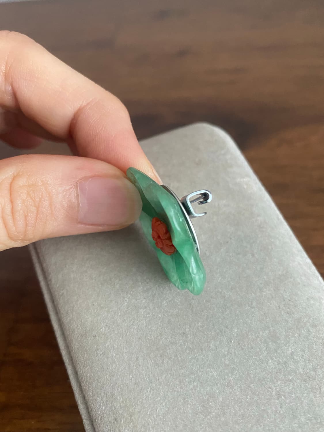 천연 비취 산호 브로치 상품이미지5