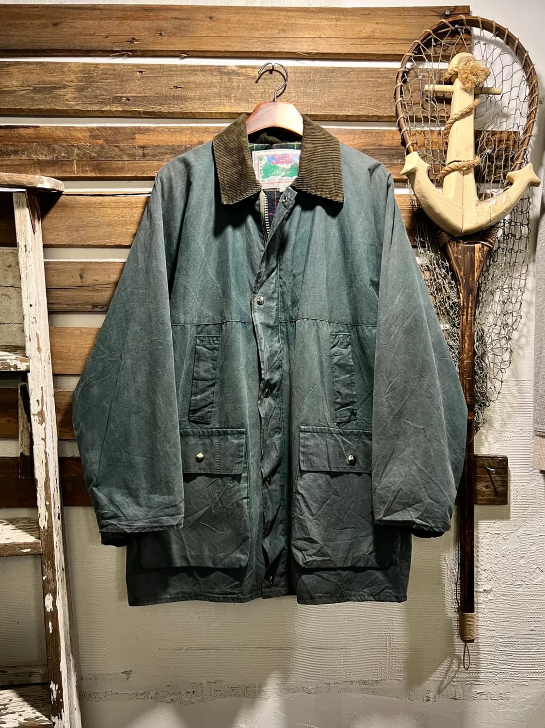 [M]90's Made in England 체크 라이닝 왁스드 헌팅 자켓 상품이미지1