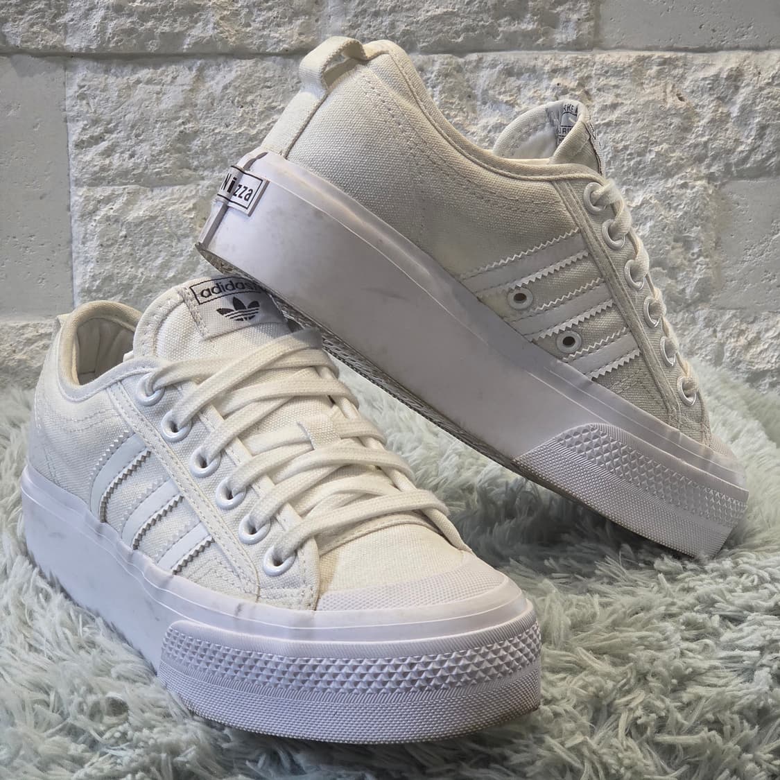 1a-2:아디다스 니짜 플랫폼 화이트 캔버스(220mm)-상태굿 상품이미지4