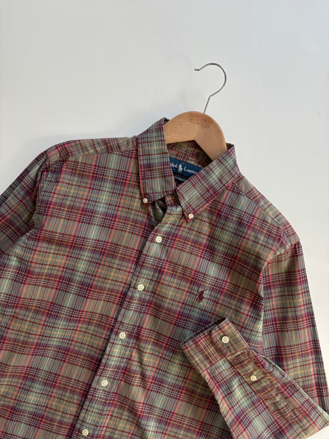 Polo 폴로 랄프로렌 버건디그린 체크 패턴 셔츠 상품이미지3