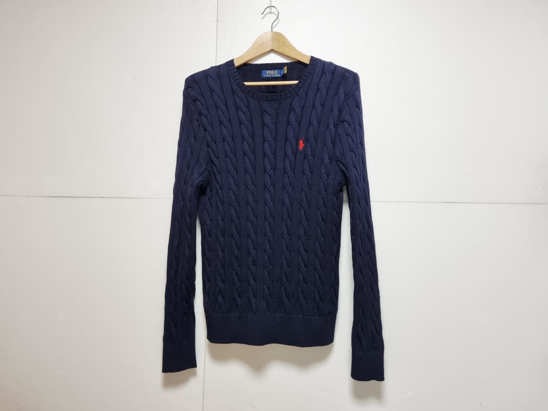 남성 2022 폴로 QR인증 긴팔 케이블 꽈배기 니트 코튼 스웨터 상품이미지2