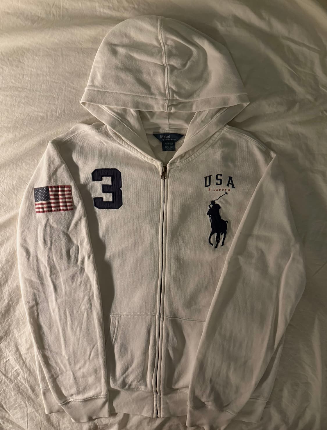 폴로 빅포니 성조기 후드집업 화이트 상품이미지2