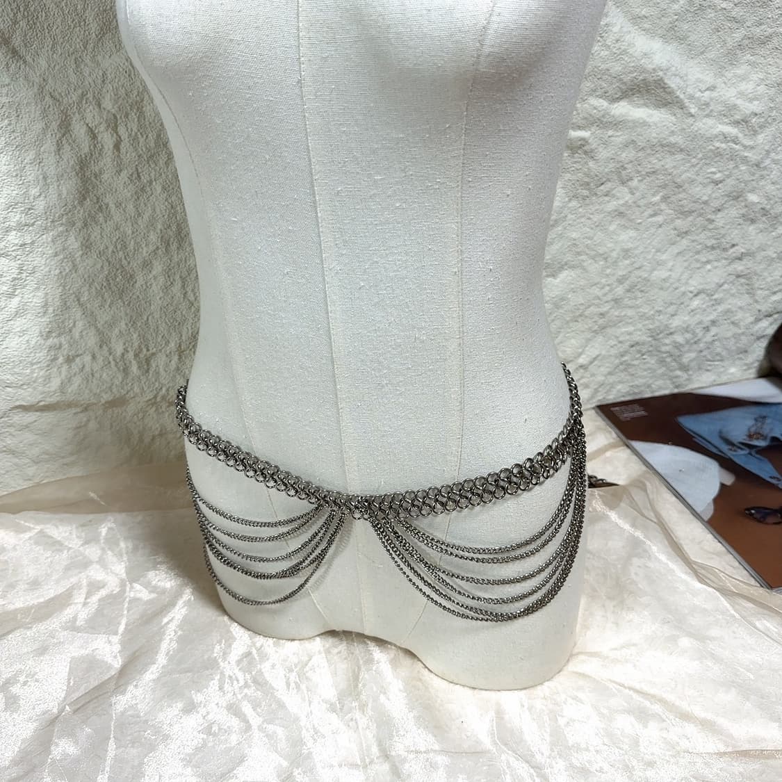 빈티지 고딕 용골 체인 레이어드 듀얼 바디체인 목걸이 허리띠허리체인 상품이미지4