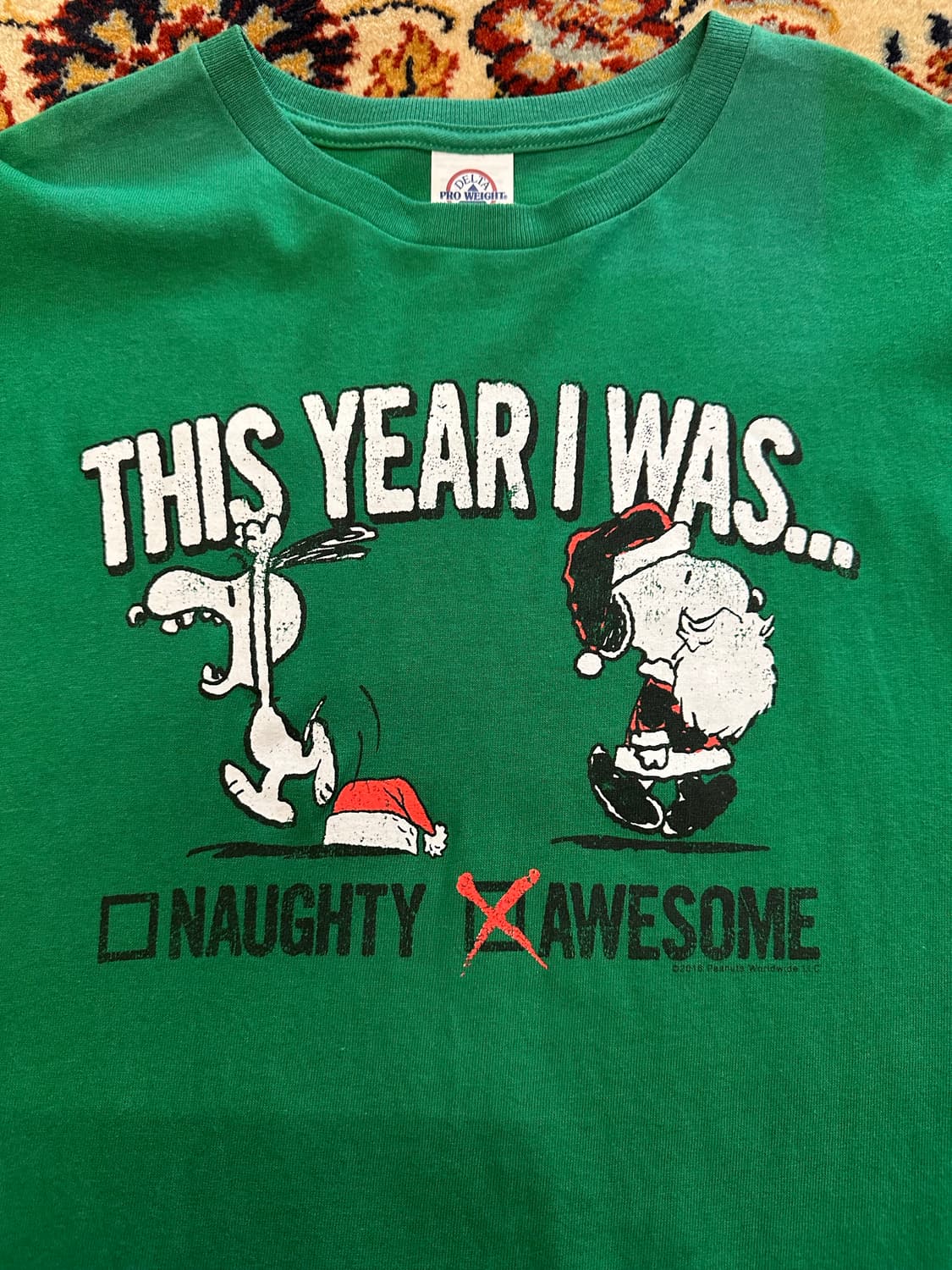 스누피 "Naughty & Awesome" 크리스마스 티셔츠 - 2XL 상품이미지2