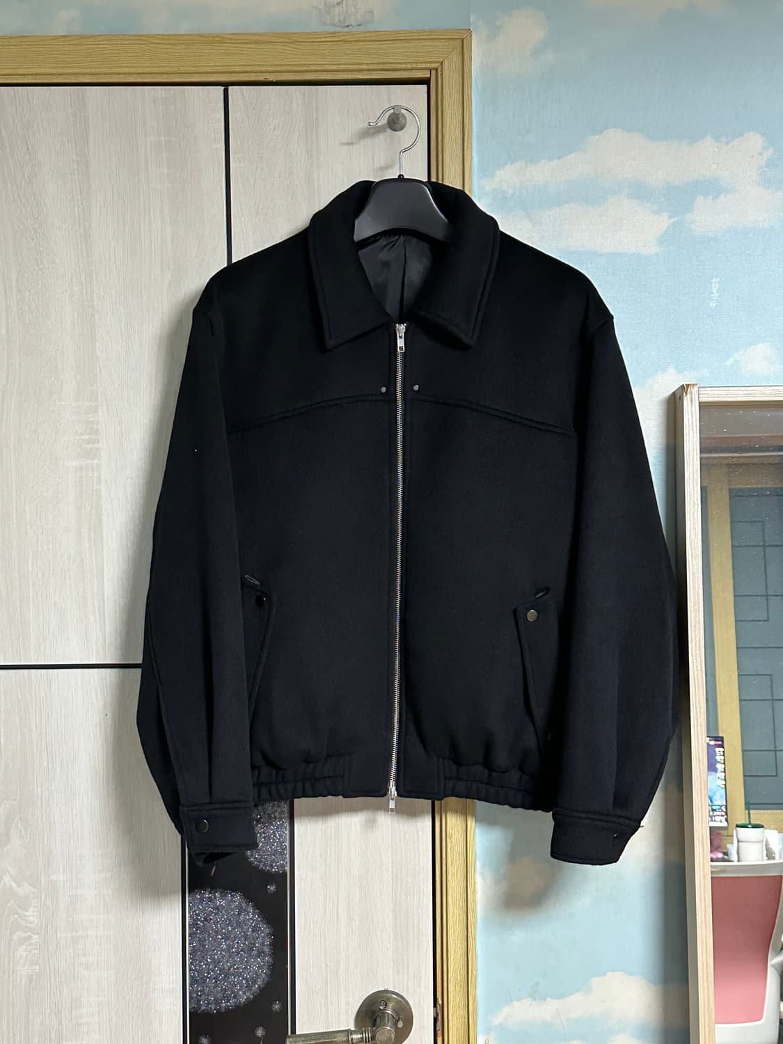 (L) 드로우핏 울 카라 집업 블루종 자켓 [BLACK] 상품이미지2