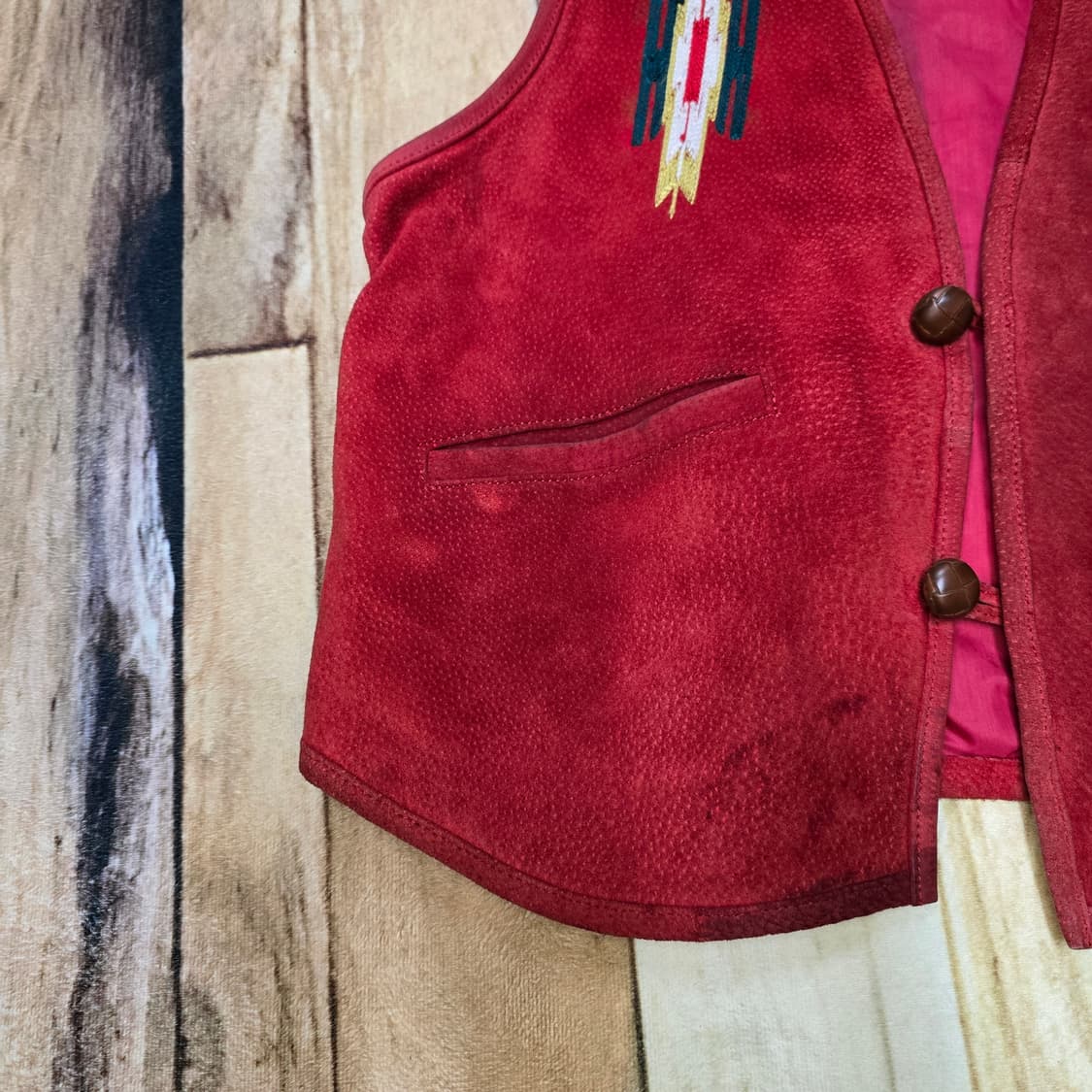 빈티지 치마요패턴 천연스웨이드 베스트 상품이미지2