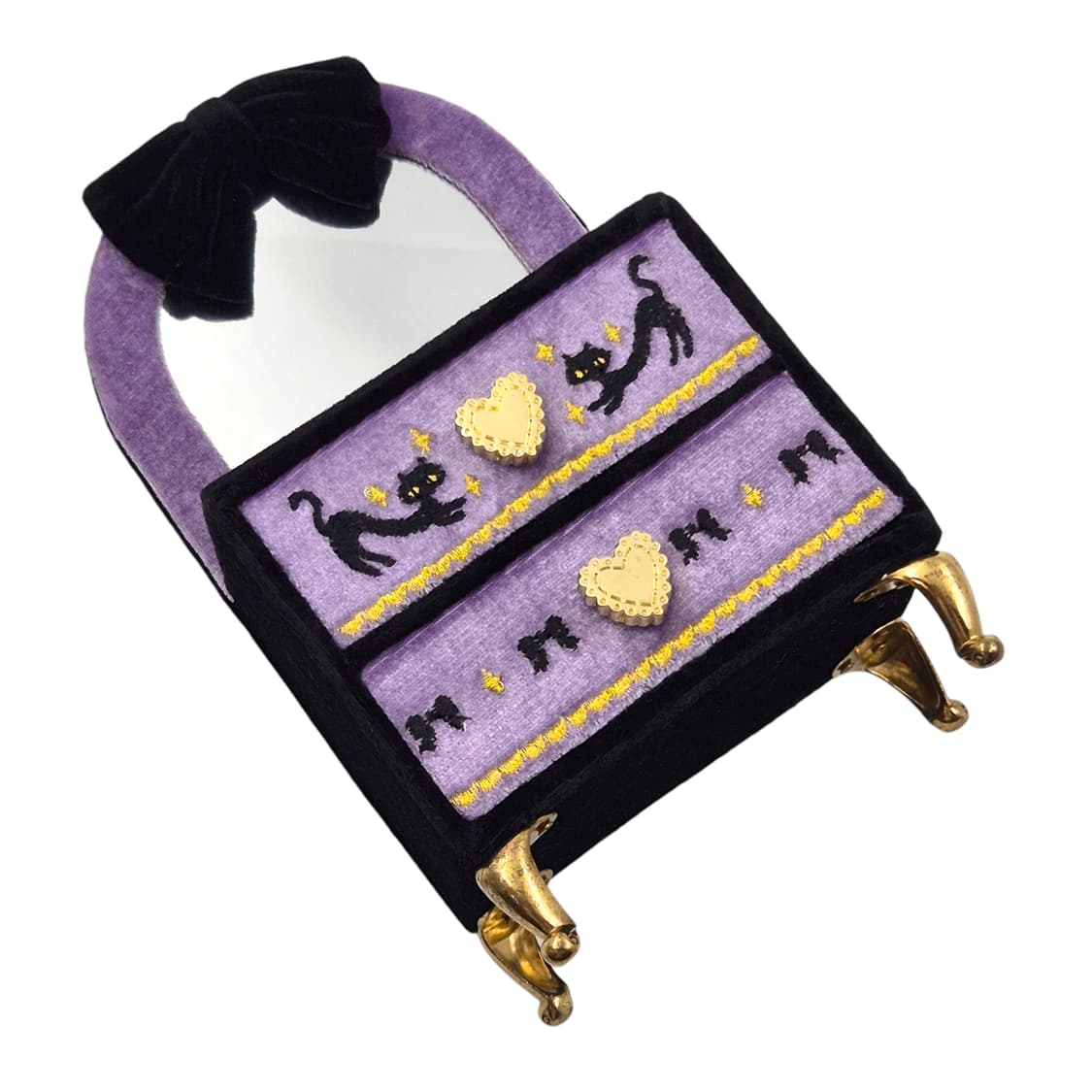 00s 레트로 스위머 벨벳 고양이 거울 서랍 상품이미지5